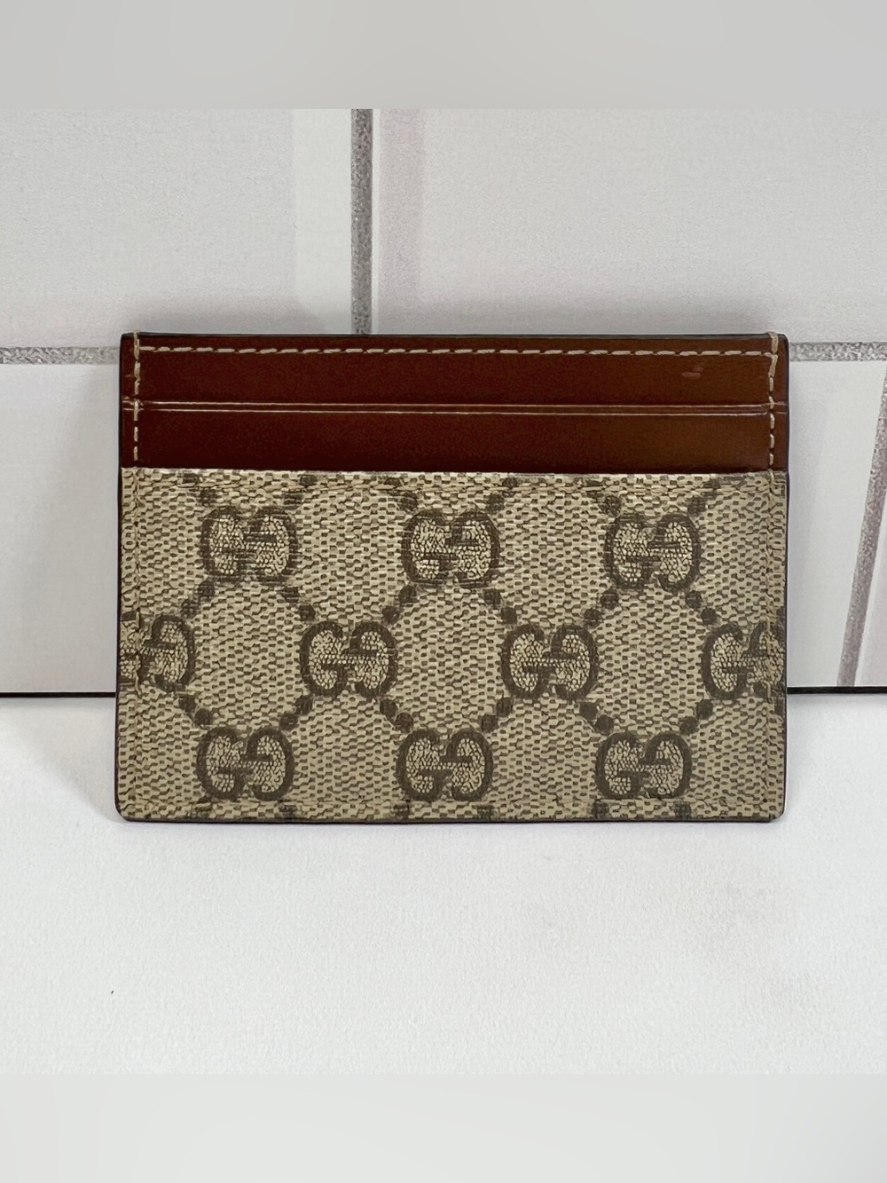 Gucci GG Supreme Monogram Calfskin Cardholder Card Case Wallet